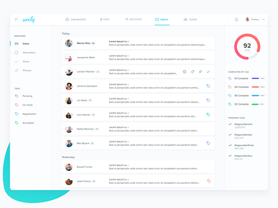 Social Influencer Inbox Design app clean desktop inbox ui user interface web app