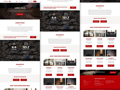 #Furnished Purpose Landing Page design furniture infographic material minimal red web webdesign