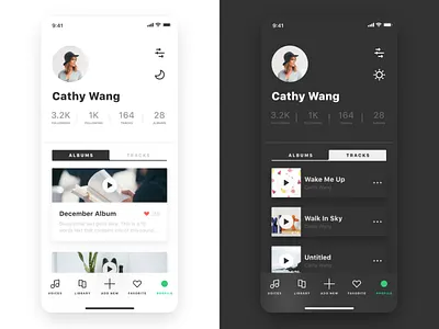 vox Profile & Day/night mode avatar day mode ios mobile night mode profile settings tabs vox