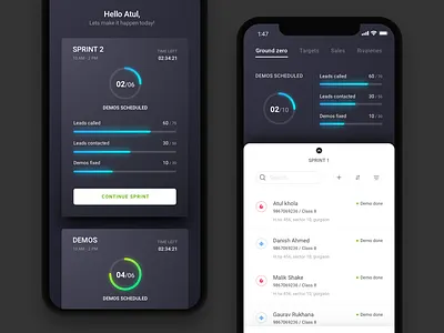 Sales App app b2b best dailyui dark glow gradient inspiration product ui uidesign uxdesign
