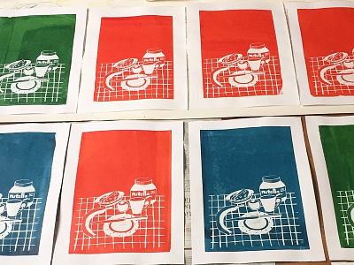 Breakfast screenprint artwork colors composition creative diy graphicdesign illustration ink paper screenprint seamlesspattern zeefdruk