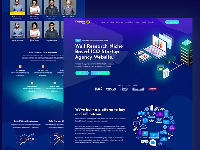 Cryptaam upcoming update! bitcoin blue chart coin dark home ico illustration website