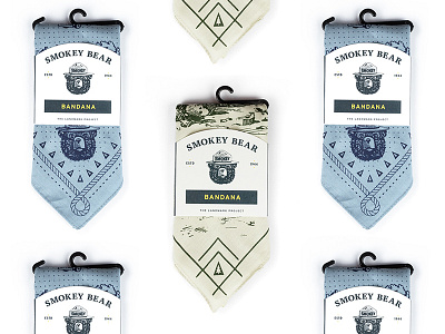 Smokey Bear Bandanas bandana bear conservation hangtag illustration outdoors packaging rei scarf smokey the landmark project typography