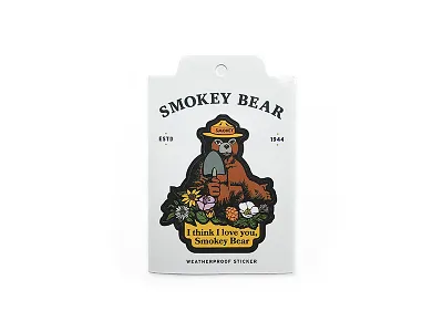 Smokey Bear Sticker bear forest service i love you illustration rei smokey sticker the landmark project vintage vinyl weatherproof wildfire