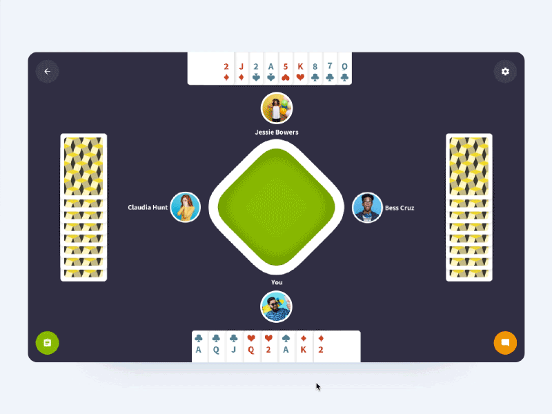 Contract Bridge | Web Game Room UI animation browser desktop game game ui interaction ui