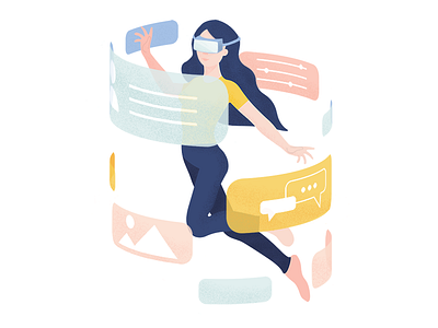 VR Experience character design girl glasses illustration isometric reality virtual