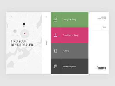 Building Configurator app application calculator ui clean clean ui configurator cooling dashboard design dealer locator desktop find on map fullscreen heating layout map hamburger menu rehau typography ui ux