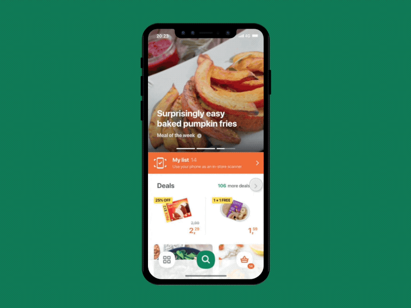 Mercadona — In-store grocery scanner animation cart concept flinto groceries list products prototype scanner shopping