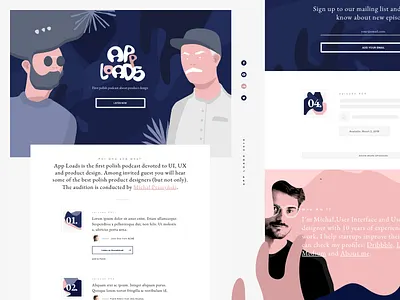 App Loads Landing Page blue illustration landingpage mailing onepage pink podcast shapes singlepage uidesign webdesign website