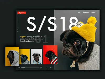 Pugreme - streetwear for dogs 🐶 dog ecommerce fashion lookbook minimal pug shop streetwear supreme ui web webdesign