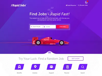 Job Board Landing Page job board race car web design
