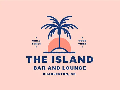 The Island bar branding good vibes island lockup logo lounge palm palm tree sunset