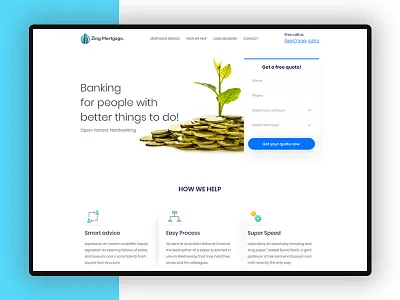 Financial mortgage landing page agency finance house loan landing page loan service minimal mortgage service ui ux