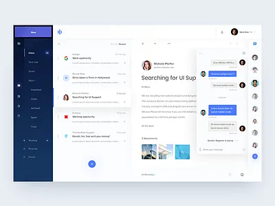 Mail client app app clean colors grid mail messages typography ui web