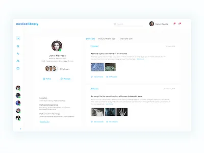 Medical App blue medical minimal profile sidebar web