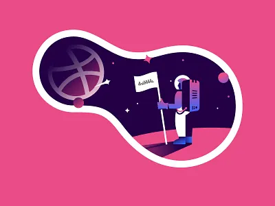 Dribbble Sticker Pack astronaut dribbble flag helmet moon planet space star sticker