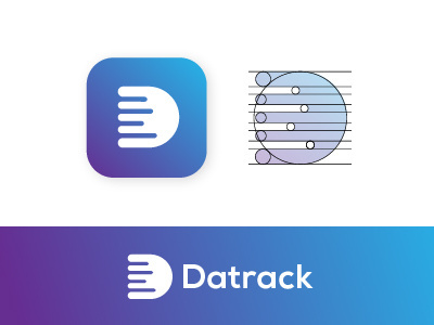 DATRACK LOGO app branding data gradient graphic design grid icon logo logo designer logo grid logo process mark