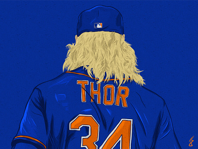 Happy Thorsday baseball mets mlb new york ny pitcher portrait sports syndergaard thor vector