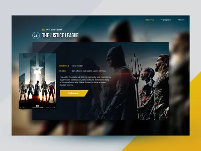 TV program current movie playing blurred homepage movie program psd tv web yellow