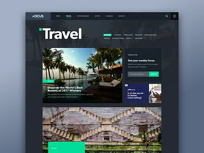 News Channels - Colour Themes accent blog dark ui editorial entertainment photography sports theme travel