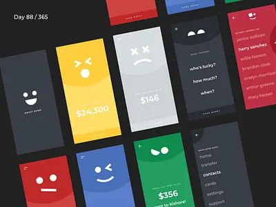 Emoji Banking - Fun Mobile App Concept | Day 88/365 - Project365 banking colours design challenge disruptive thursday emoji finance fun app gamification mobile app project365