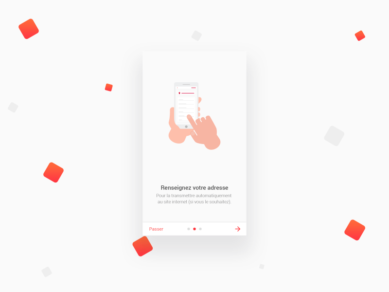 Skeerel App Onboarding - Step 02 address animation app design ecommerce geolocalisation illustration location login mobile mobile app onboarding password security step ui