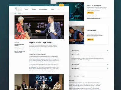 Center for Global Development Page Elements academic advocacy flexible layouts inline elements institution policy responsive design thinktank ui design web design
