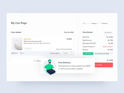 Cart Page 3d card cart delivery illustration payment printing ui ux web