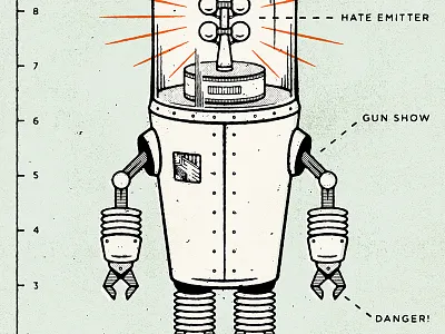 Revenge of the Hatebot black comic comic book distressed halftone illustration retro robot