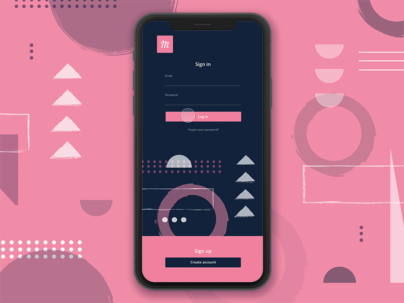 Geometric Sign Up geometric principle product design sketch ui ui animation user experience ux