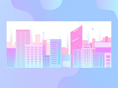Modern city building city colorful illustration pink star ui