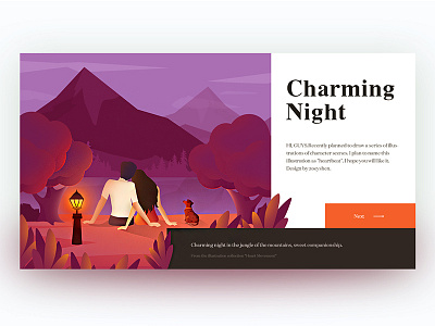 Illustration Portfolio "Heart" - Charming Night animation brand design characters flat design illustrations landing page typography ui ux user experience user interface web website