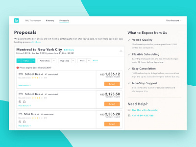 Bus.com Proposals bus bus.com pricing proposals quote transportation travel ui web