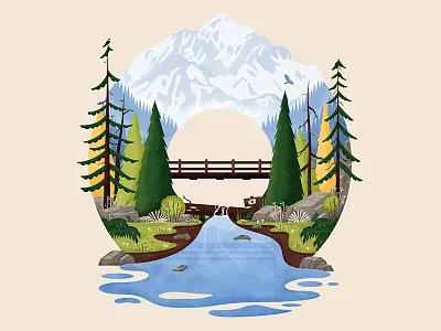 O is for Olympic editorial illustration landscape nature olympic olympic national park outdoors parks sign washington wood