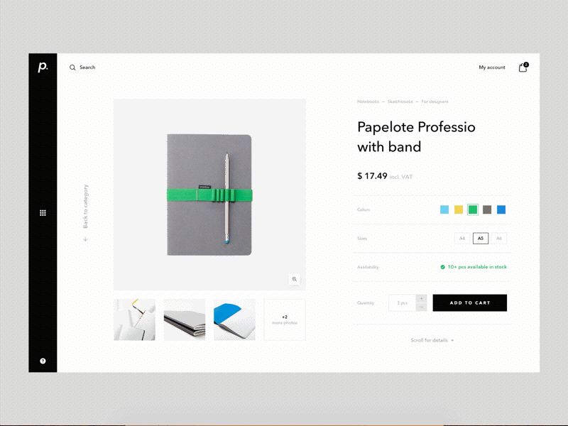 paperan / shopping exploration / Add to cart add to cart animation bag interaction shopping cart ui ux webdesign