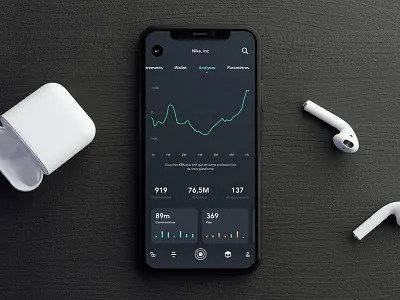 Stats Section for an social app pro analytics app dark data designer graph navigation profil stat statistic ui ux