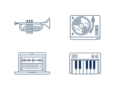 Score a Score icons dj keyboard laptop microphone music musical instruments playlist record player trumpet