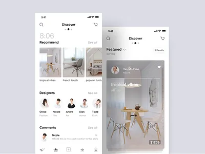 funiture shopping ai app fluent interior ios mobile shopping ui ux