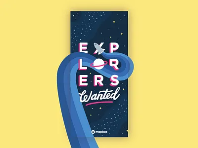 Explorers Wanted Billboard billboard explore explorers wanted illustration lettering mapbbox space