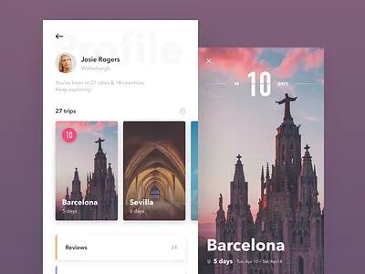 Trip Profile app place plan profile travel trip ui ux