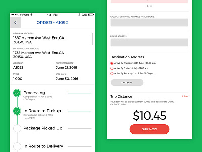Parci Shipping App - Part 2 daily ui interface ios mobile orders photoshop progress bars shipping tracking ui ux