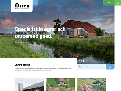 Website for a Dutch Agricultural real estate company agriculture company cows dutch estate grass nature real responsive web website
