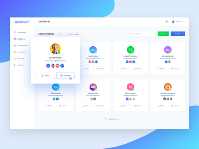 Dashboard Design - My Clients Screen WIP analytics application design dashboard design data infographics statistics ui ui design ux ux design web application design web design illustration