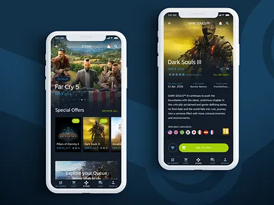 Steam App app dark design interface ios steam ui ux