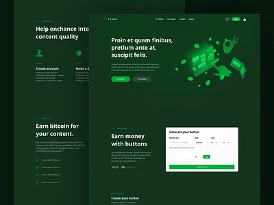 Yours: Landing page buttons dark gradient illustrations landing ui widgets yours