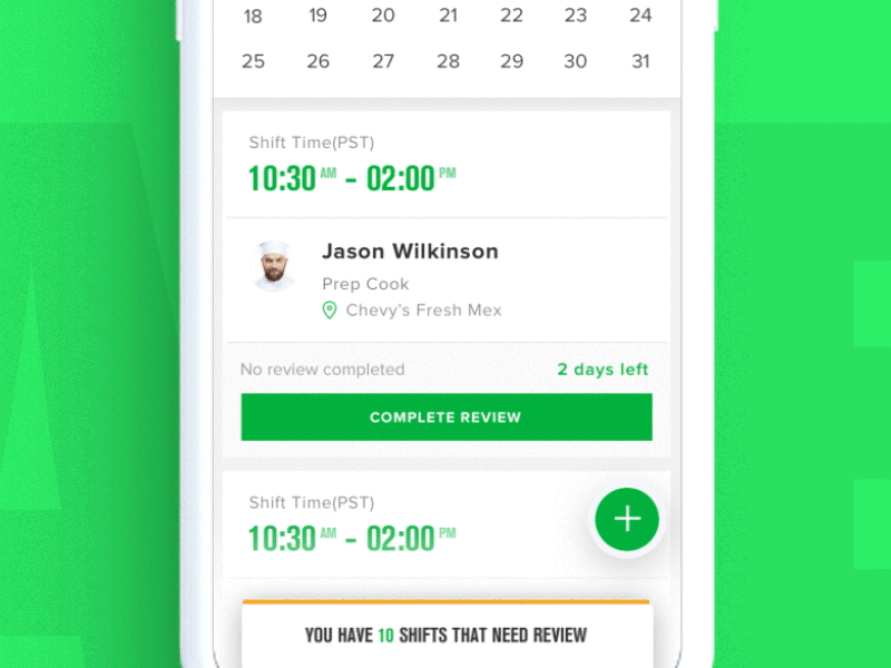 Review flow - Restaurant staffing app app card feedback mobile restaurant review san francisco ui ux vietnam