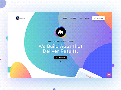 Mawla - Home agency animation app blob brand colour gif gradient landing scroll ui website