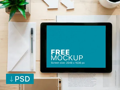 Ipad Air With Envelope On Table Mockup apple free high resolution ipad mock up mockup photorealistic photoshop psd workspace