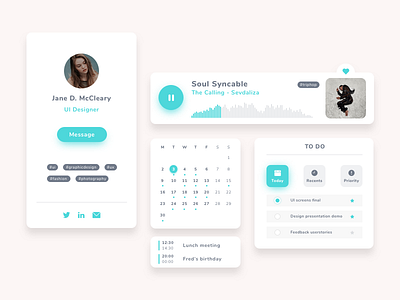 UI elements calendar daily design interface kit music planning profile rebound ssilbi todo ui