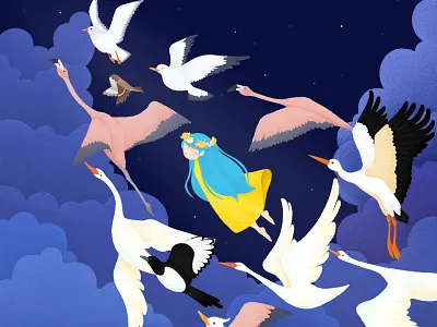 angel bird blue cloud feather flamingo flower fly girl night sky swan